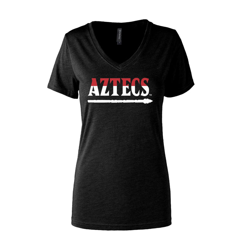 Women's Semi- Fitted Premium V- Neck T-Shirt  - Black - San Diego State