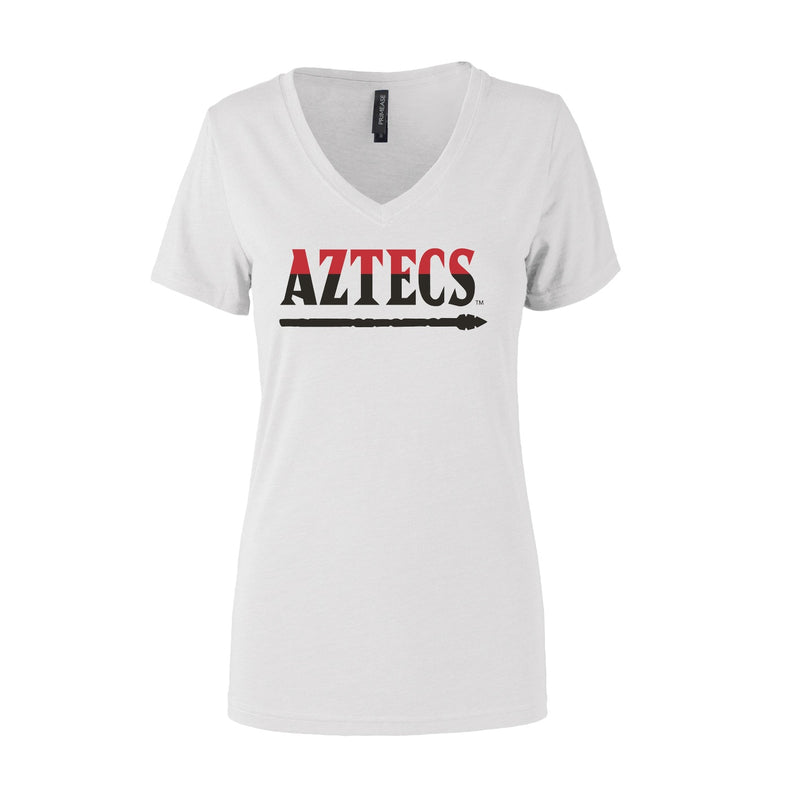 Women's Semi- Fitted Premium V- Neck T-Shirt  - White - San Diego State