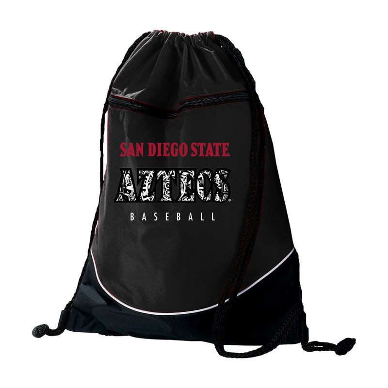 Augusta Tri-Color Drawstring Backpack - Black White - San Diego State BASEBALL