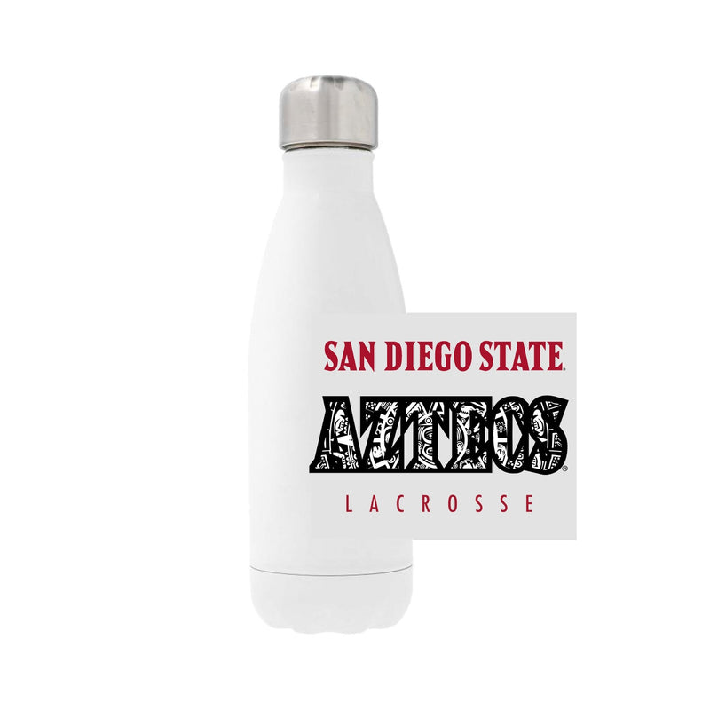 12oz Stainless Steel Water Bottle - White - San Diego State LACROSSE