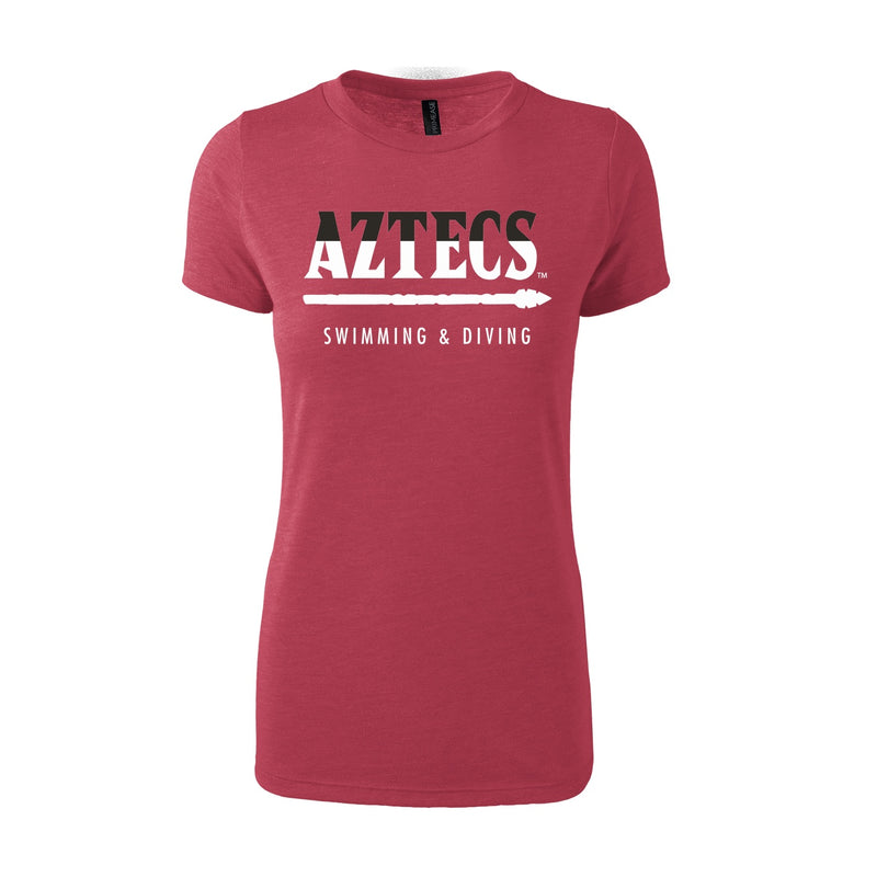 Women's Triblend T-Shirt - Red Heather - San Diego State SWIMMING & DIVING