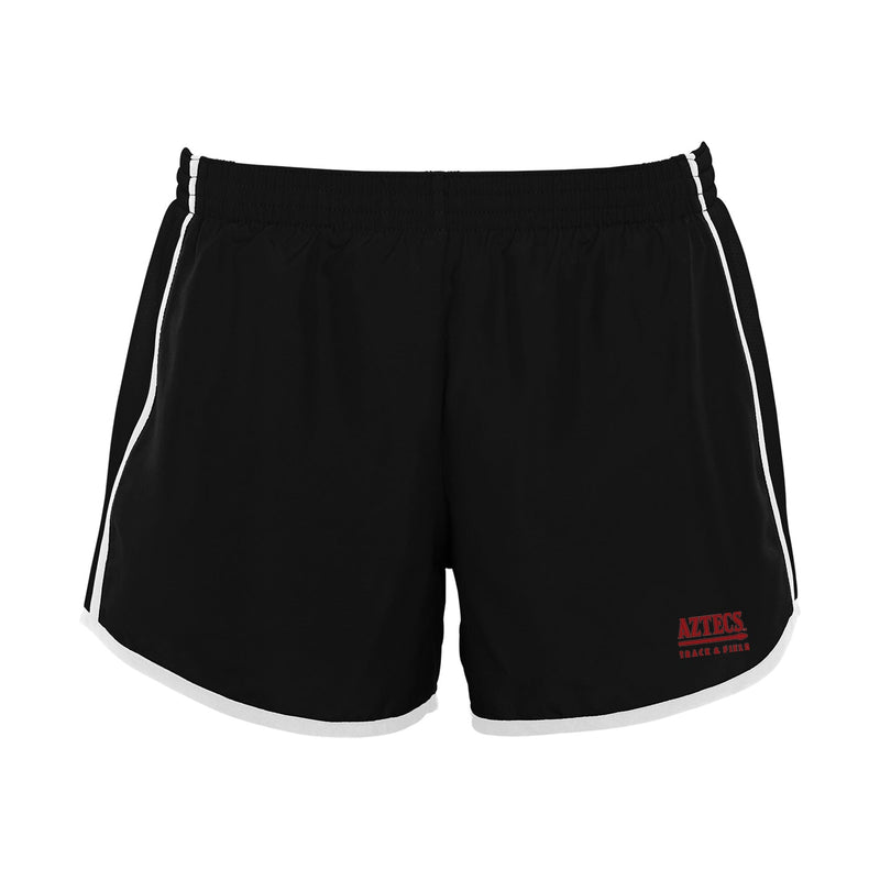 Augusta Ladies Pulse Shorts - Black White - San Diego State TRACK & FIELD