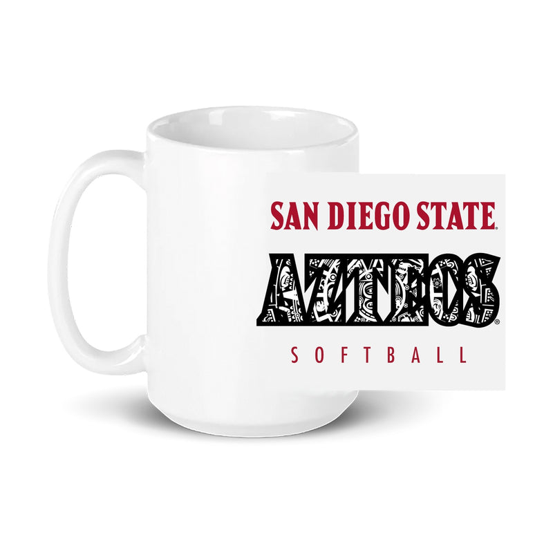 15oz Coffee Mug - White - San Diego State SOFTBALL