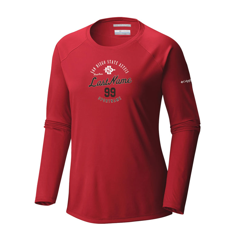 Women's Tidal Tee Long Sleeve Shirt - Intense Red - Script Player