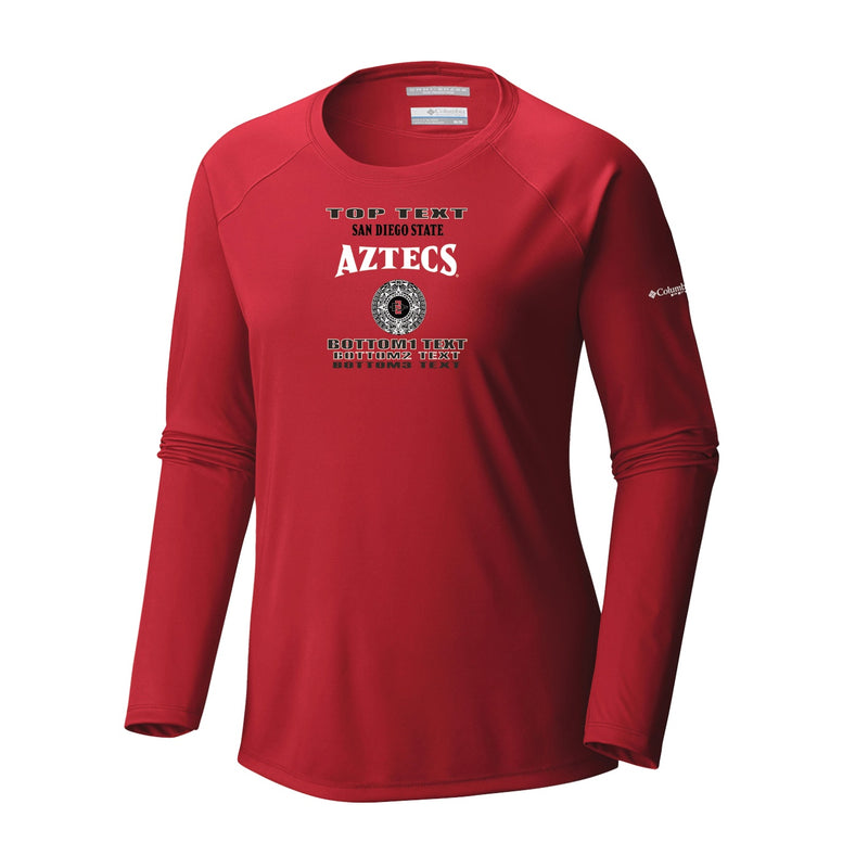 Women's Tidal Tee Long Sleeve Shirt - Intense Red - Logo Text Drop