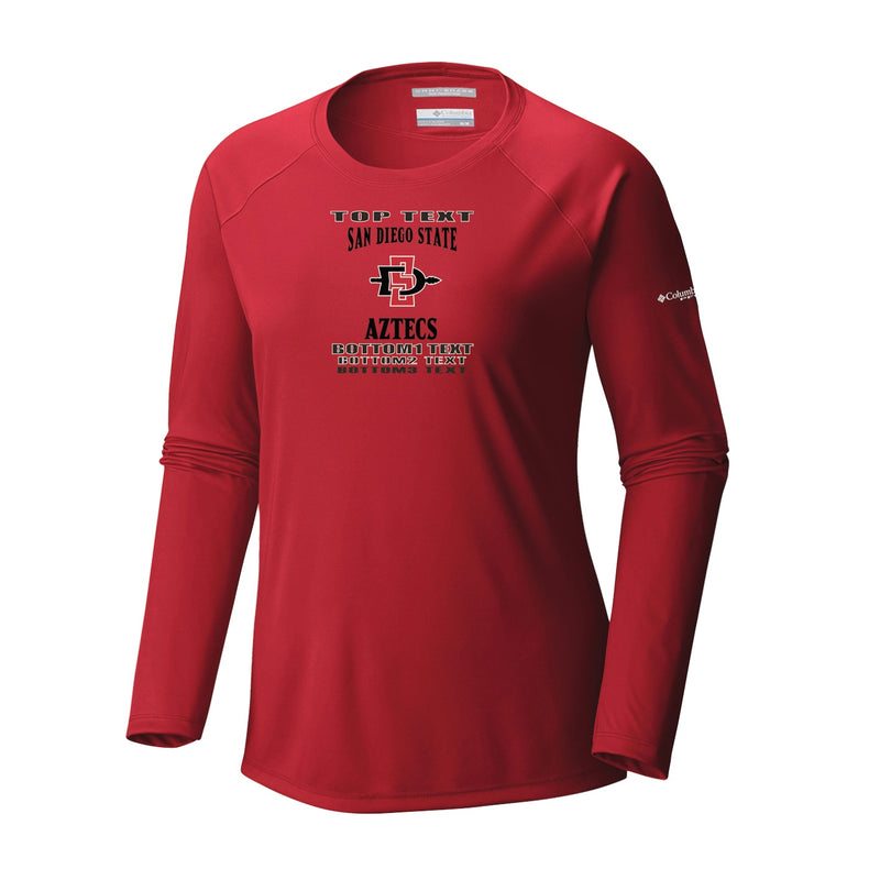 Women's Tidal Tee Long Sleeve Shirt - Intense Red - Logo Text Drop