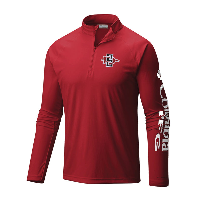 Men's Terminal Tackle 1/4 Zip - Intense Red - Embroidery Text Drop