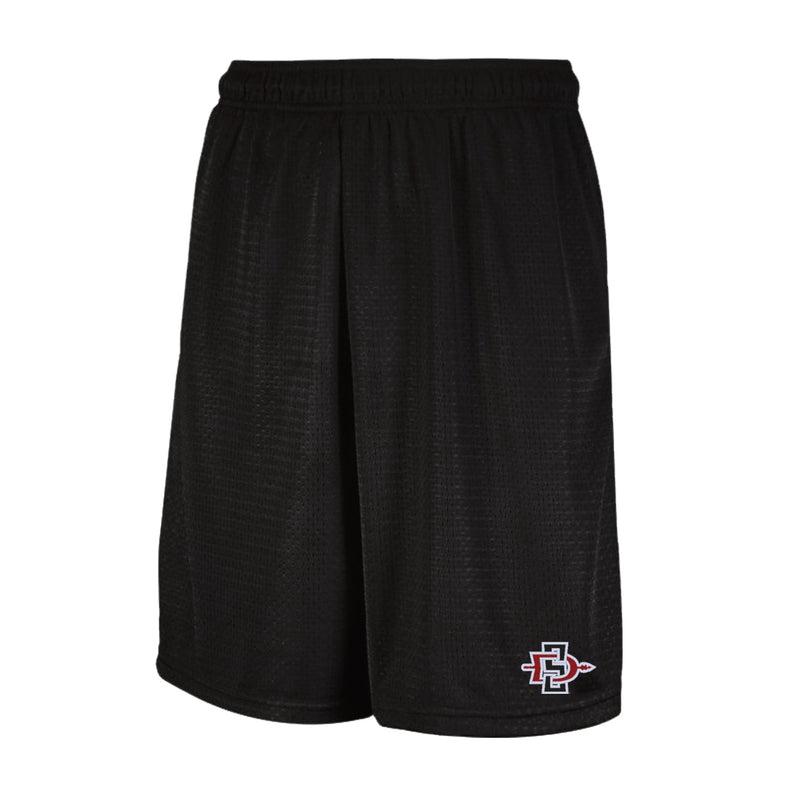 Russell Mesh Shorts with Pockets - Black - Embroidery Text Drop