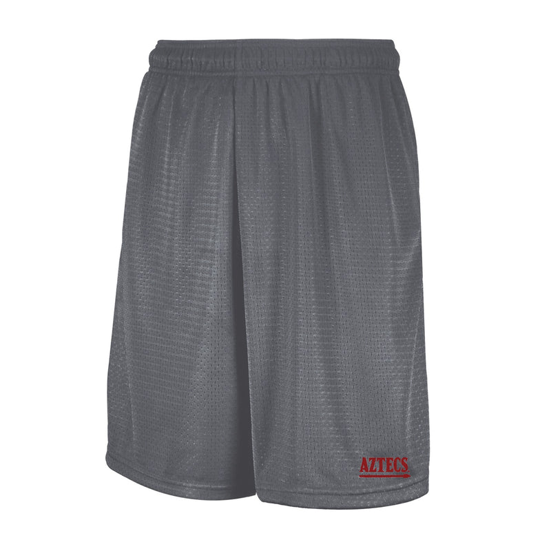 Russell Mesh Shorts with Pockets - Steel - Embroidery Text Drop