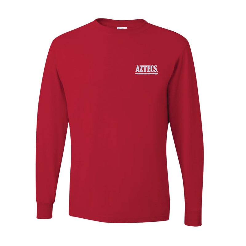 Dri-Power Long Sleeve T-Shirt - True Red - Embroidery Text Drop