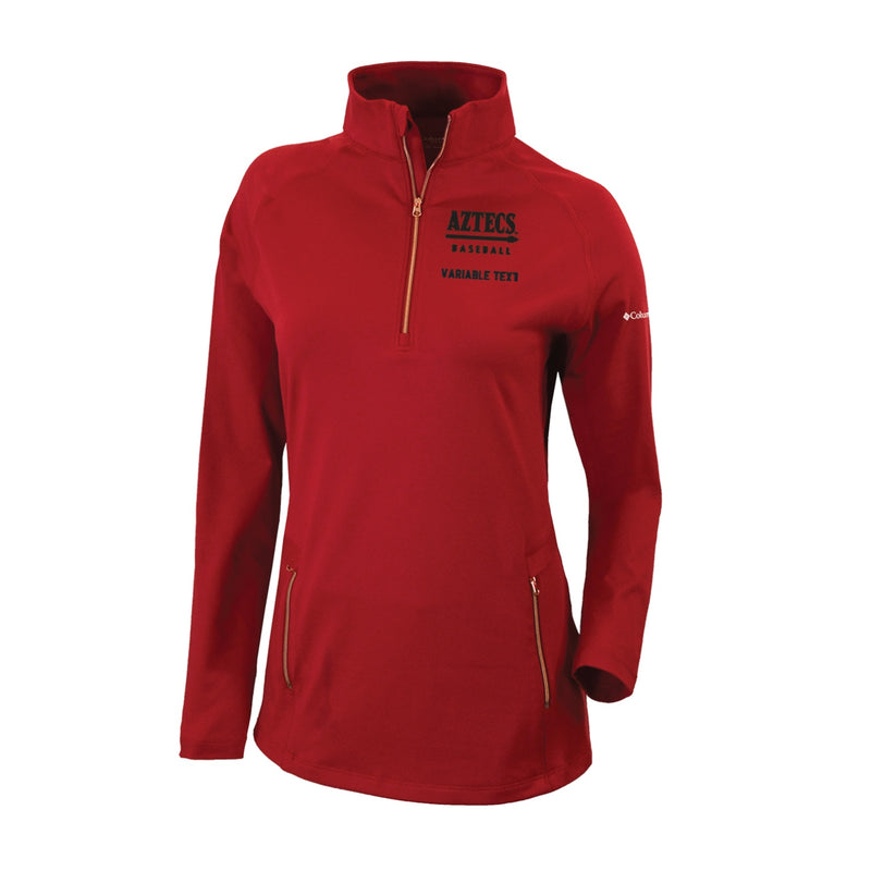 Women's Omni-Wick Outward Nine 1/4 Zip - Intense Red - Embroidery Text Drop