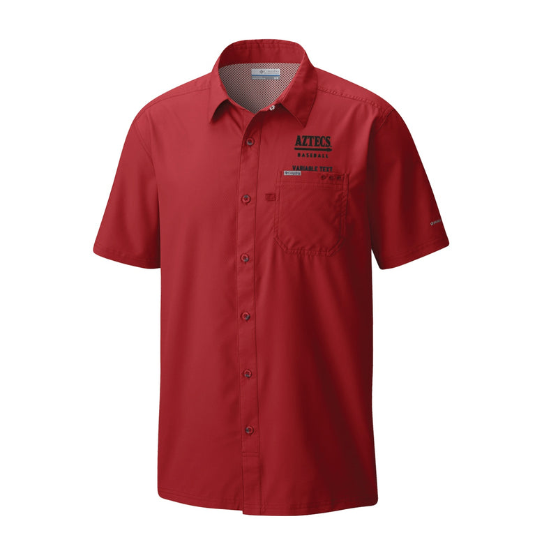 Men's Slack Tide Camp Shirt - Intense Red - Embroidery Text Drop