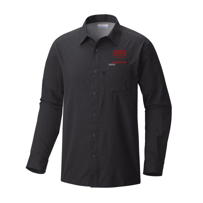 Men's Slack Tide Long Sleeve Shirt - Black - Embroidery Text Drop