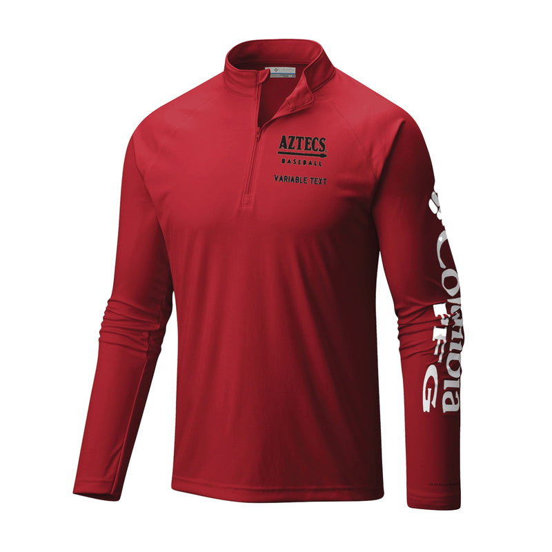 Men's Terminal Tackle 1/4 Zip - Intense Red - Embroidery Text Drop