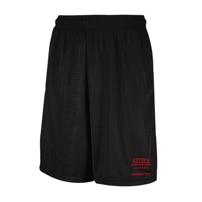 Russell Mesh Shorts with Pockets - Black - Embroidery Text Drop