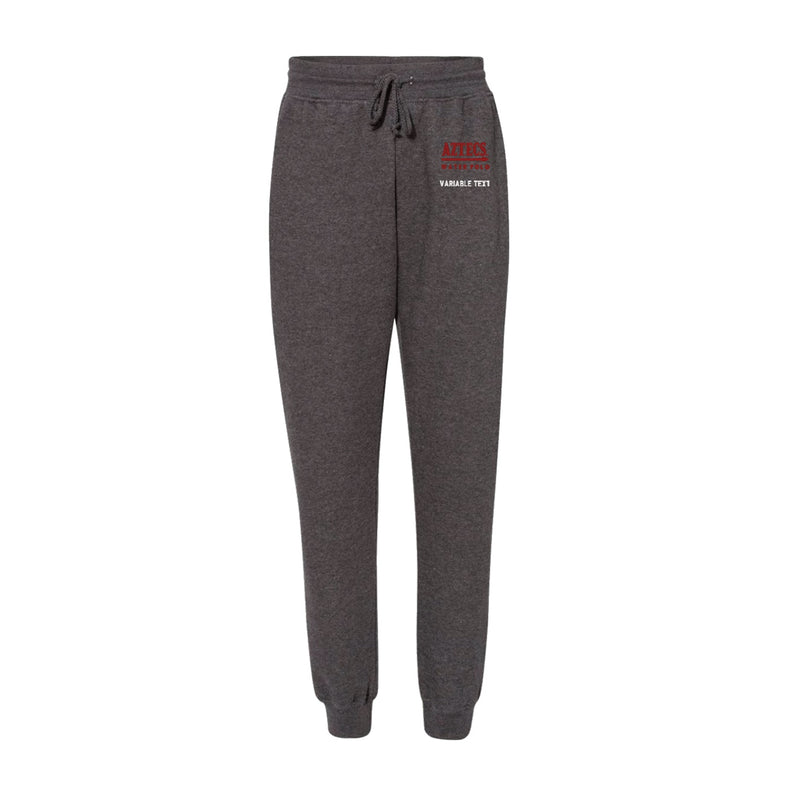 Fleece Joggers Women's - Charcoal - Embroidery Text Drop