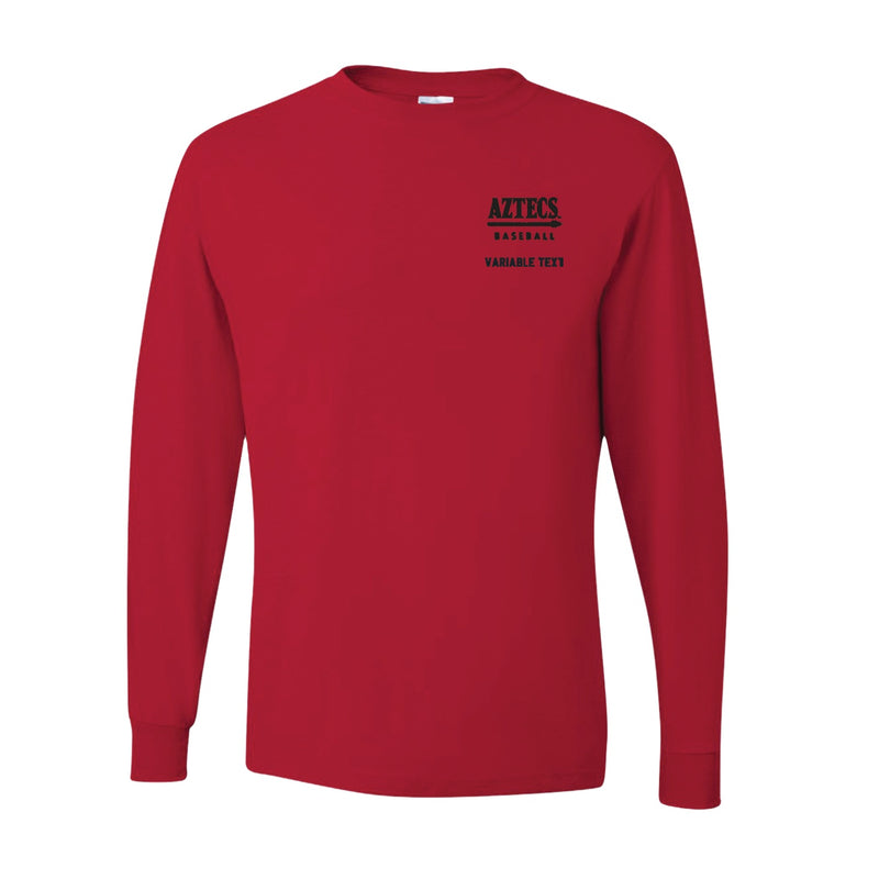 Youth Dri-Power Long Sleeve T-Shirt - True Red - Embroidery Text Drop