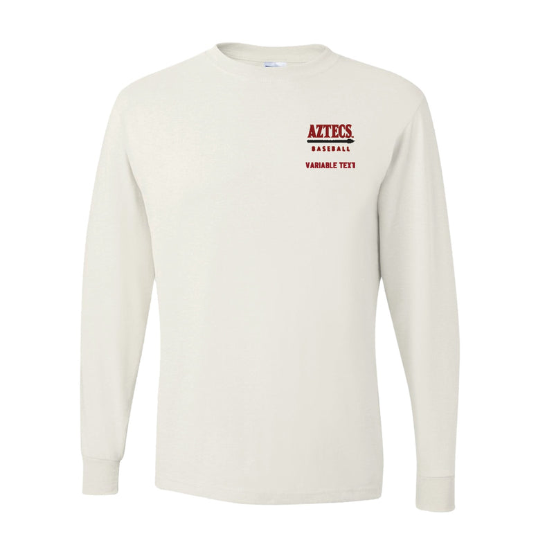 Youth Dri-Power Long Sleeve T-Shirt - White - Embroidery Text Drop