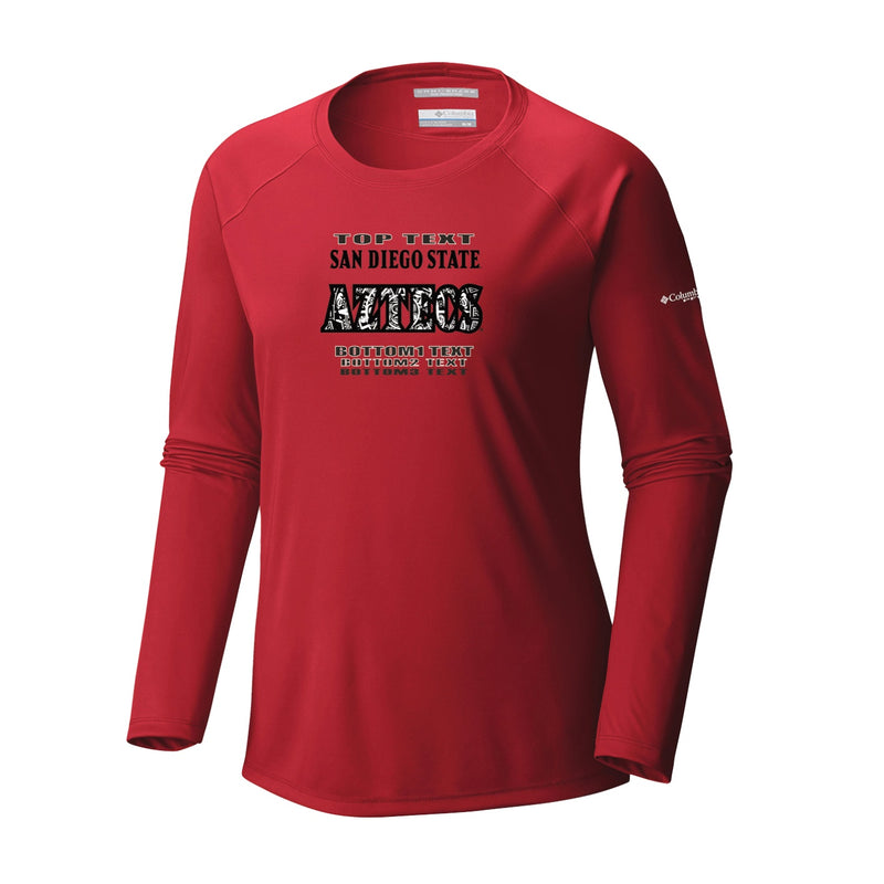 Women's Tidal Tee Long Sleeve Shirt - Intense Red - Logo Text Drop