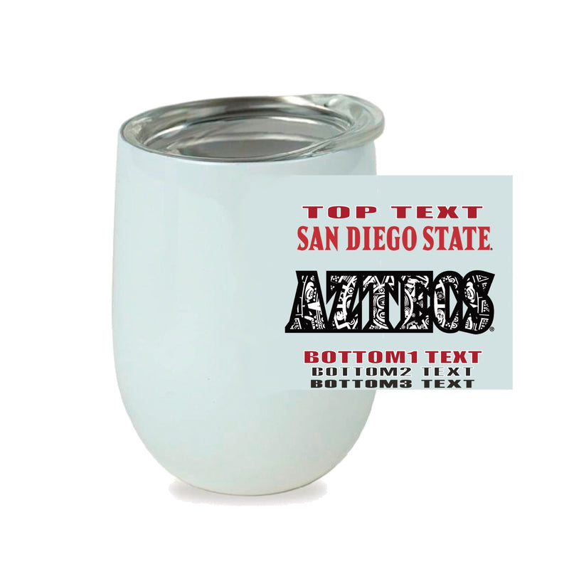 Stemless Wine Cup - White - Logo Text Drop