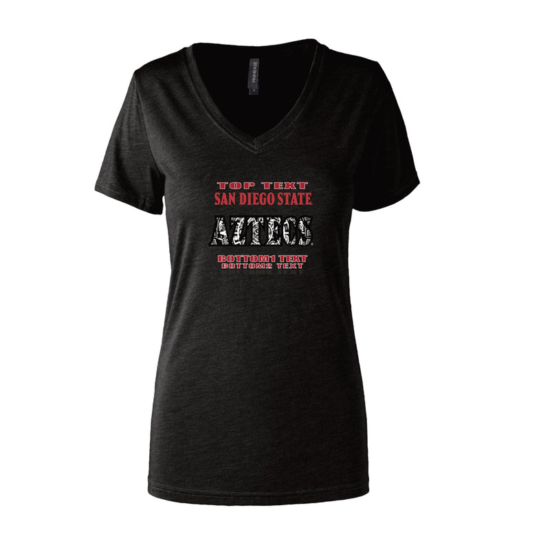 Women's Premium V-Neck T-Shirt - Black - Logo Text Drop