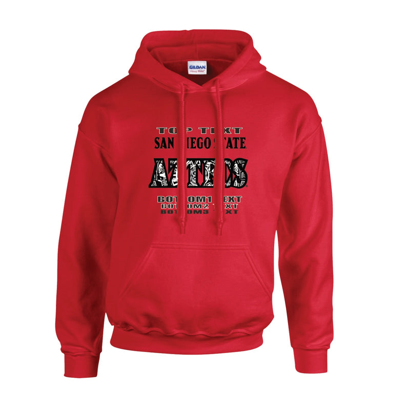 Fleece Hoodie - Red - Logo Text Drop