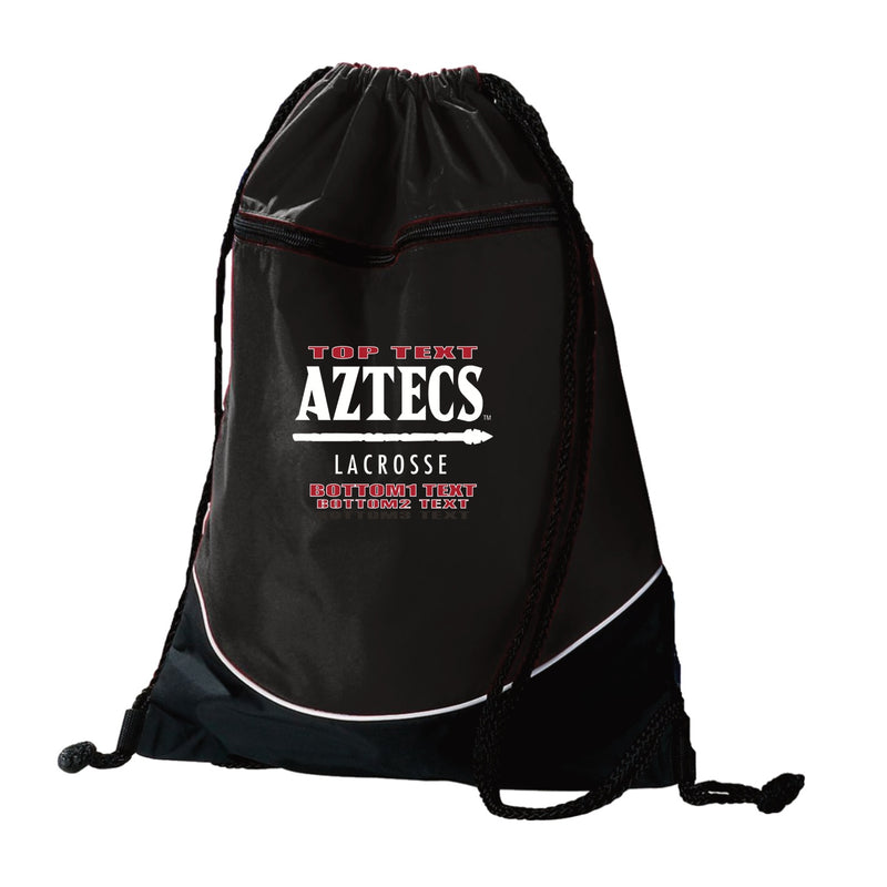 Augusta Tri-Color Drawstring Backpack - Black White - Logo Text Drop