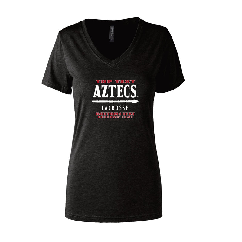 Women's Premium V-Neck T-Shirt - Black - Logo Text Drop