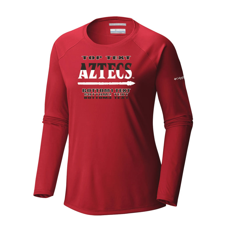 Women's Tidal Tee Long Sleeve Shirt - Intense Red - Logo Text Drop