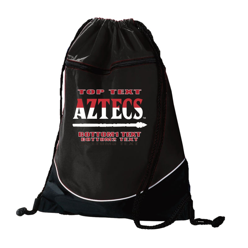 Augusta Tri-Color Drawstring Backpack - Black White - Logo Text Drop