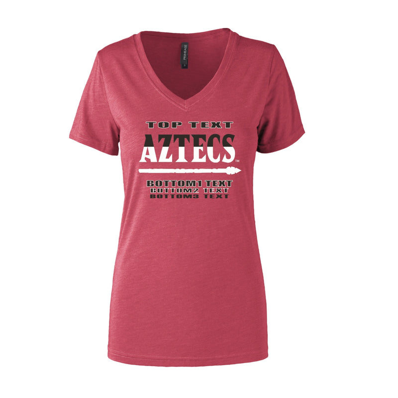 Women's Premium V-Neck T-Shirt - Red Heather - Logo Text Drop