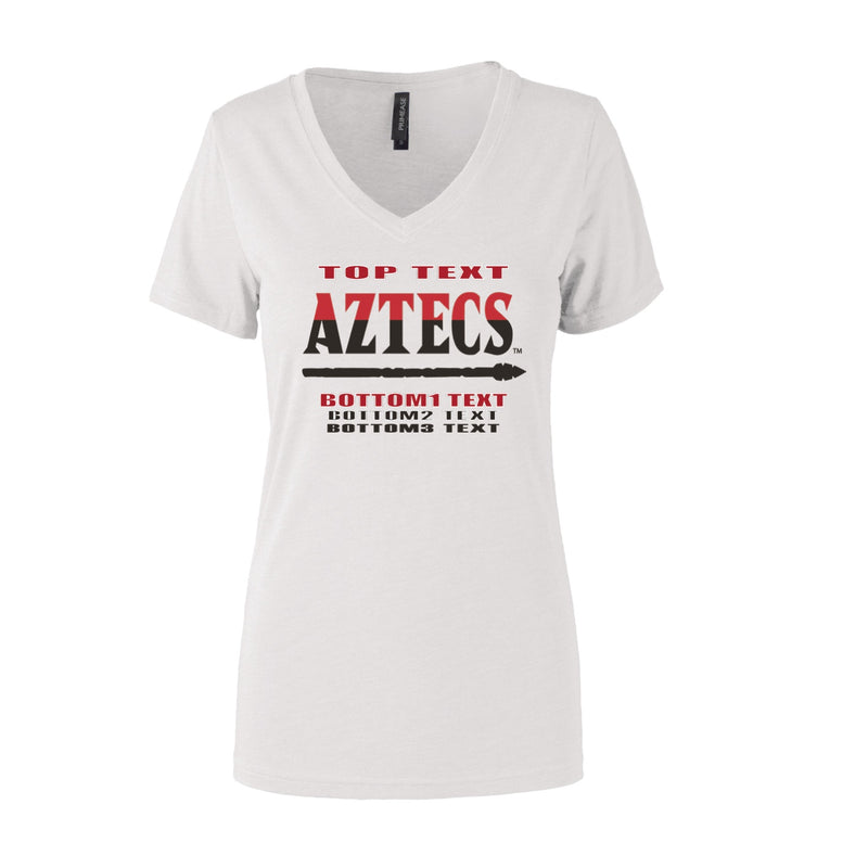 Women's Premium V-Neck T-Shirt - White - Logo Text Drop